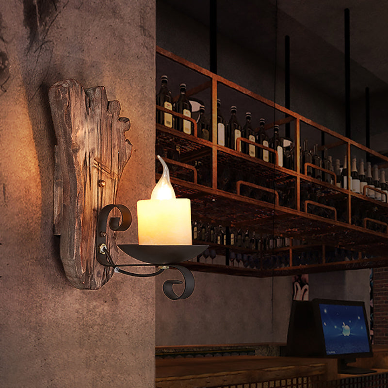 Zylinder -Café -Shop Wandleuchte Küstenmarmor 1 Hellbraune Leuchtenlampe mit hölzernen Halbkreis/Fuß/Rechteckbasis