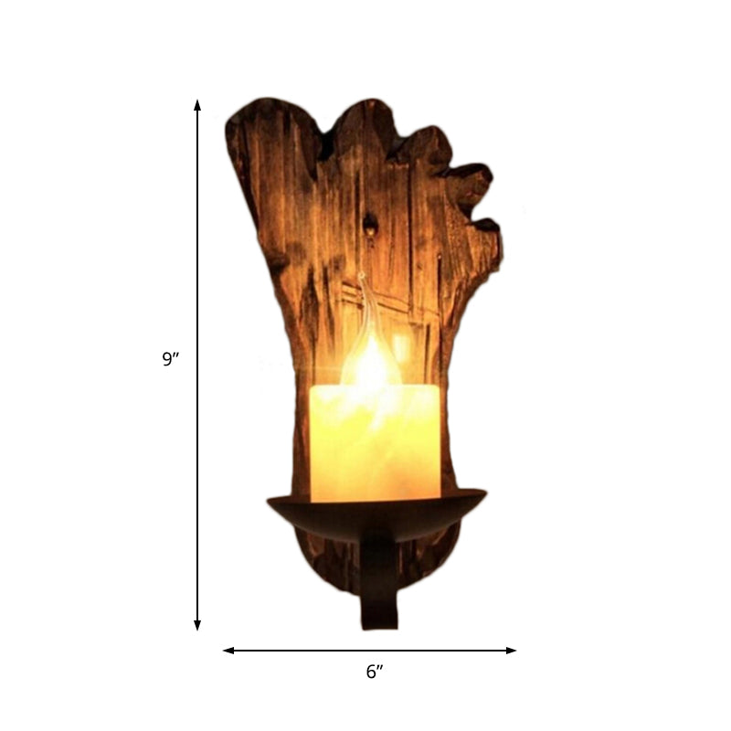 Zylinder -Café -Shop Wandleuchte Küstenmarmor 1 Hellbraune Leuchtenlampe mit hölzernen Halbkreis/Fuß/Rechteckbasis