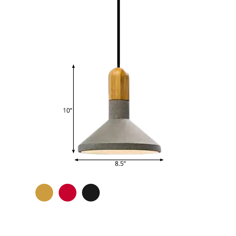 Cement rood/zwart/houten hangende lamp Pot-deksel 1 lichte loftstijl hanglampje plafondlicht boven eettafel