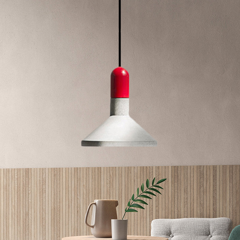 Cement rood/zwart/houten hangende lamp Pot-deksel 1 lichte loftstijl hanglampje plafondlicht boven eettafel