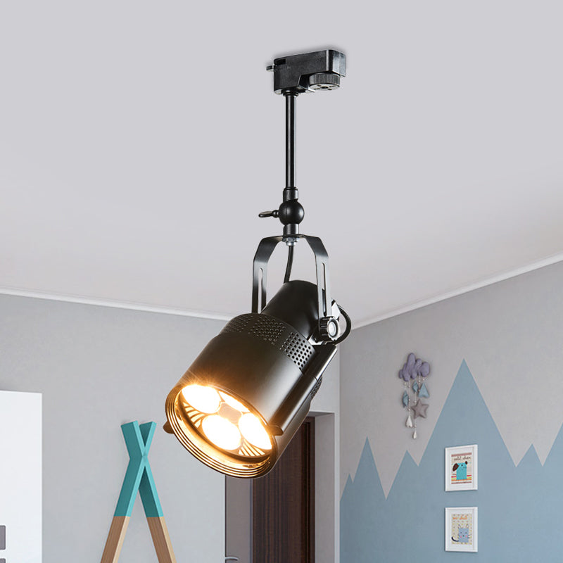 Black 1 Bulb LED Semi Flush Lighting Factory Metallic Cylinder Rotatable Ceiling Mounted Fixture with Handle