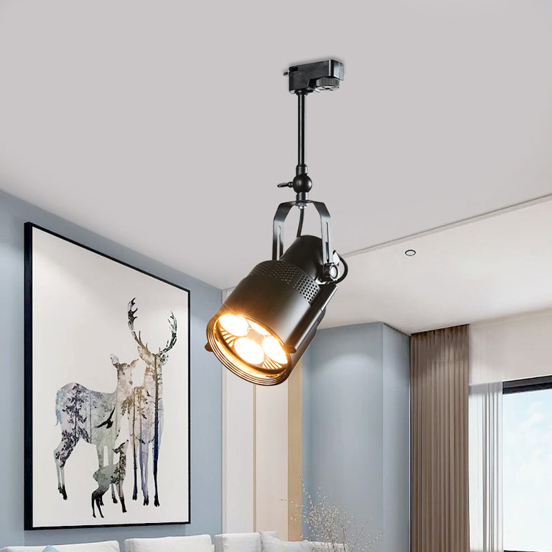 Black 1 Bulb LED Semi Flush Lighting Factory Metallic Cylinder Rotatable Ceiling Mounted Fixture with Handle