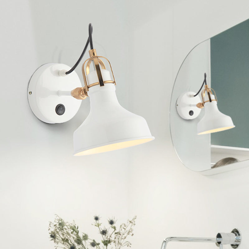 White Urn Wall Sconce Lighting Industrial Metallic 1 Bulb Bedside Rotatable Wall Lamp Fixture