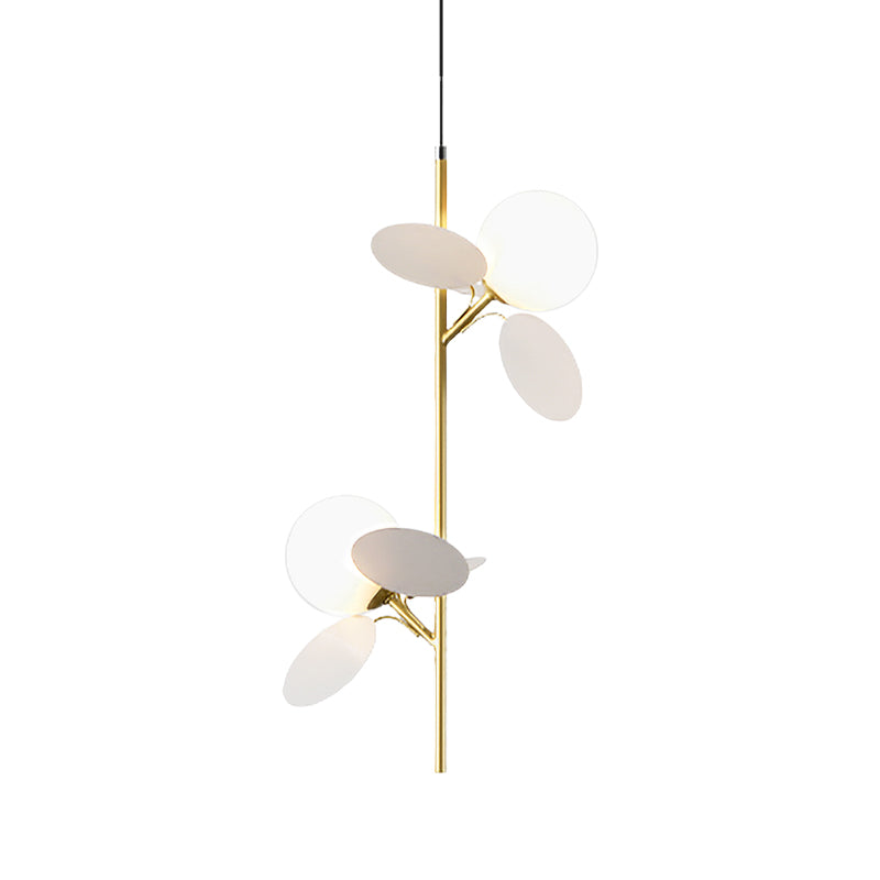 2 Heads Restaurant Pendant Chandelier Nordic Grey/White/Red-Yellow-Blue Hanging Lamp with Globe Opal Glass Shade