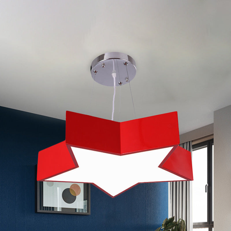 18"/23.5" W Kids LED Pendant Chandelier Red Star Hanging Ceiling Light with Acrylic Shade for Kindergarten
