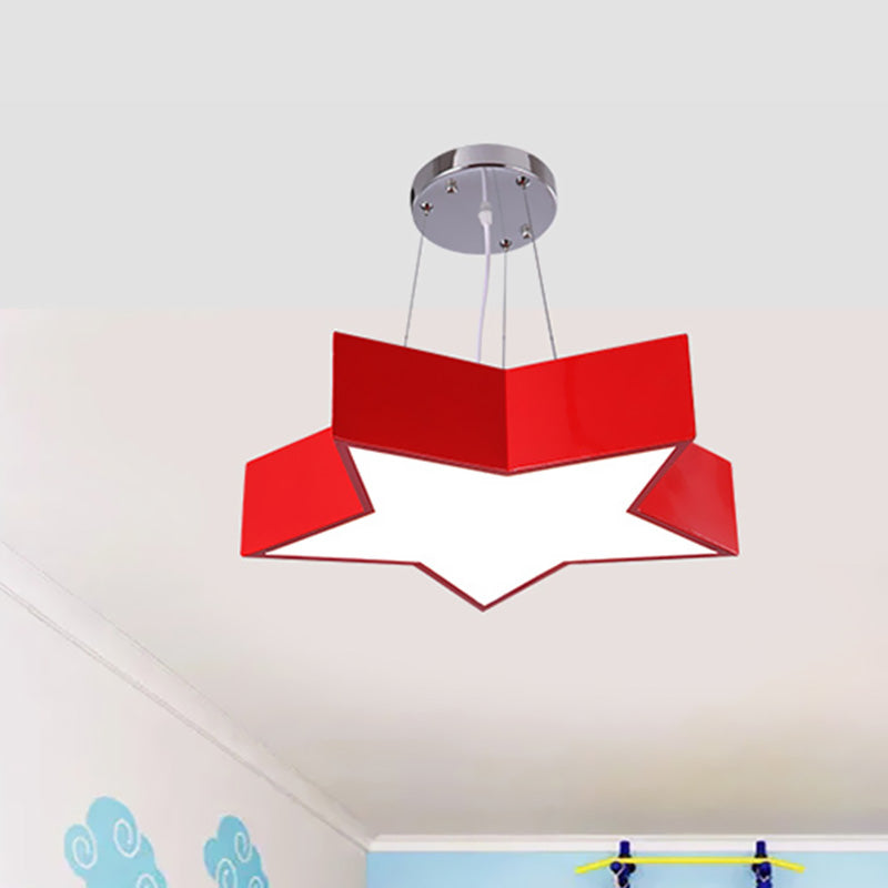 18"/23.5" W Kids LED Pendant Chandelier Red Star Hanging Ceiling Light with Acrylic Shade for Kindergarten