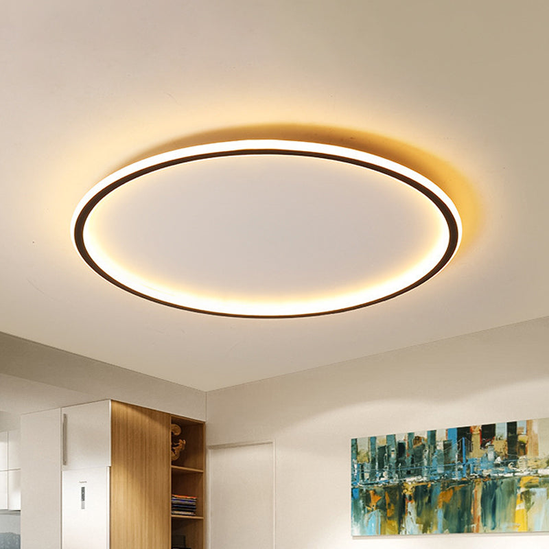Éclairage encastré à disque ultra-mince, plafonnier LED en acrylique Simple pour salon, largeur 16/19.5/23.5 pouces, noir
