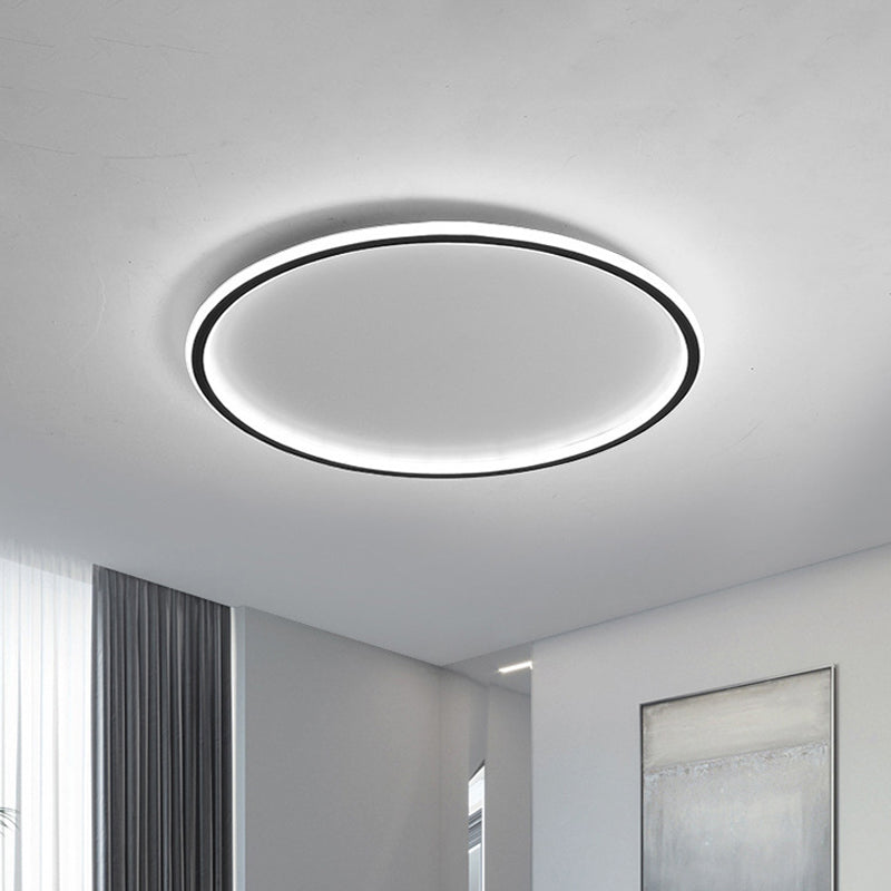 Éclairage encastré à disque ultra-mince, plafonnier LED en acrylique Simple pour salon, largeur 16/19.5/23.5 pouces, noir