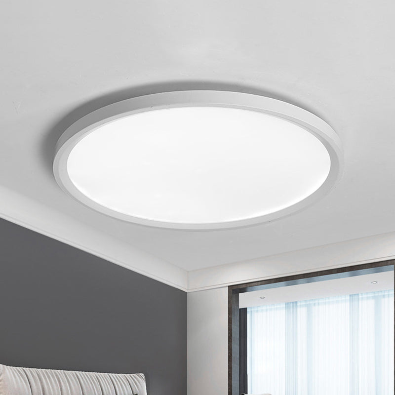 Illuminazione a soffitto rotonda sottile acrilica Simplicity White LED Flush Mount Fixture in luce calda/bianca, 16 "/19.5 "/23.5" Dia