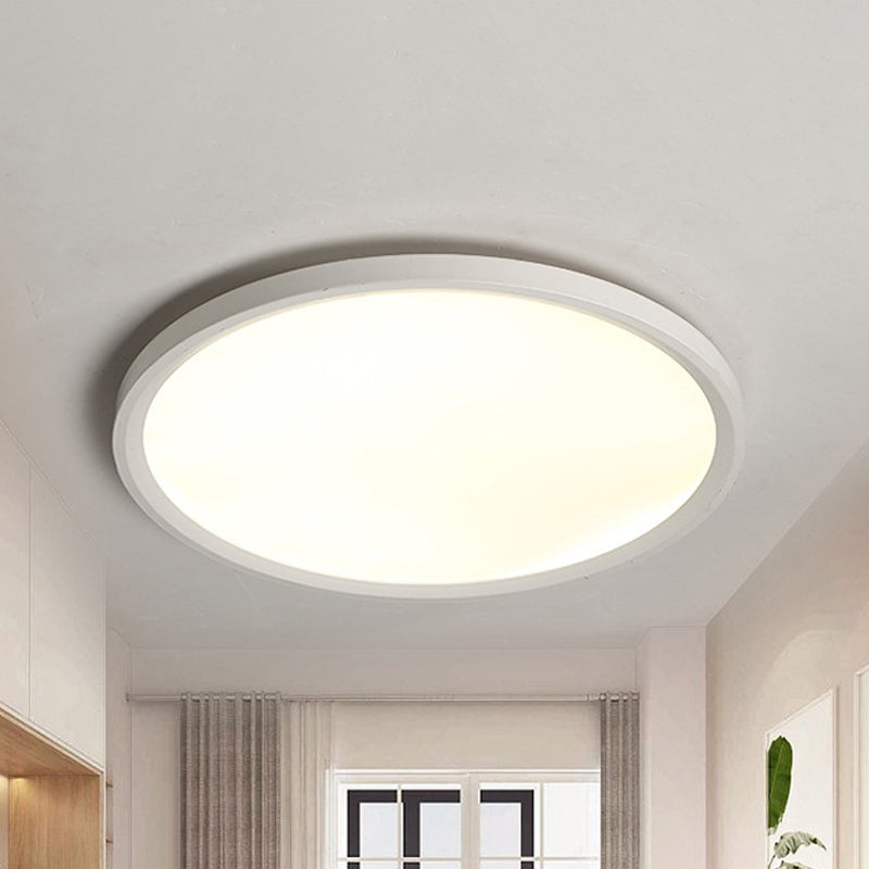Illuminazione a soffitto rotonda sottile acrilica Simplicity White LED Flush Mount Fixture in luce calda/bianca, 16 "/19.5 "/23.5" Dia