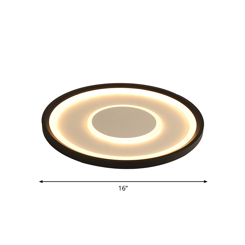 Plafoniera da soffitto a disco sottile con montaggio a incasso Lampada da incasso a LED in acrilico nordico per camera da letto in nero, larghezza 16"/19,5"