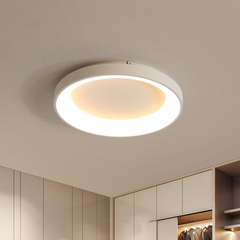 Nordic Style Plate Iron Ceiling Fixture 8.5"/16"/19.5" Wide LED Flush Mount Lamp in Grey/White for Bedroom