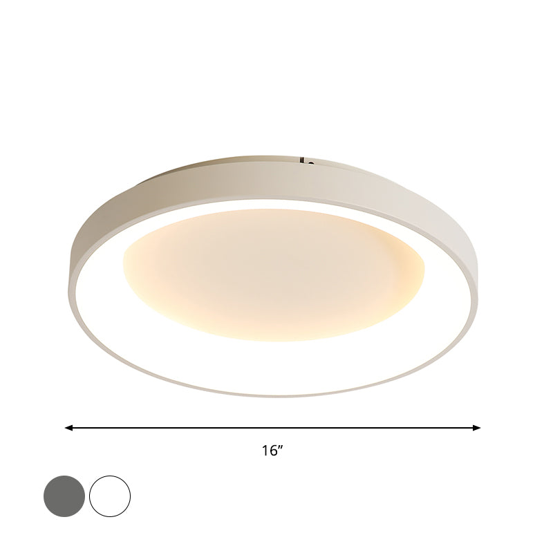 Plafonnier LED en fer de Style nordique, luminaire de plafond large de 8.5 "/16"/19.5 pouces en gris/blanc pour chambre à coucher