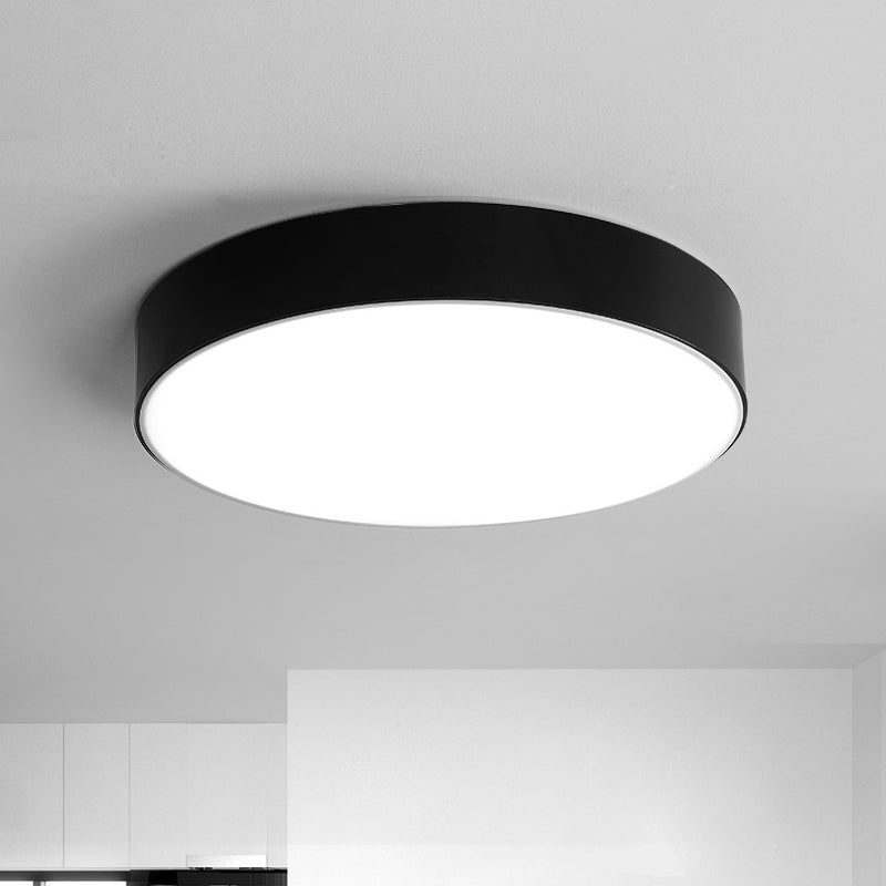 Nordic Short Drum Ceiling Flush Acrylic Kitchen LED Flush Mount Recessed Lighting in Black/White, 16"/19.5" Diameter