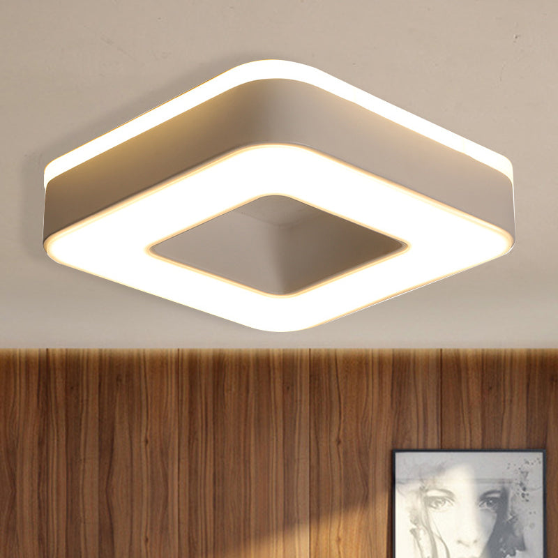 LED Corridor Ceiling Light Simple Black/White Flush Mounted Lamp with Small Square/Round Acrylic Frame, Warm/White Light