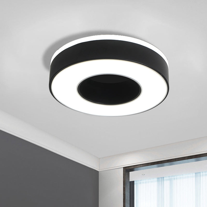 LED Corridor Ceiling Light Simple Black/White Flush Mounted Lamp with Small Square/Round Acrylic Frame, Warm/White Light