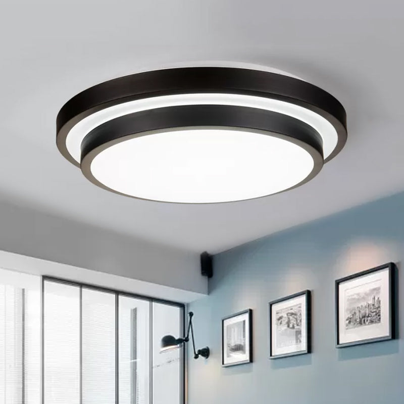 Vintage Dual-Layered Ceiling Flush LED Iron Flush Mount Light Fixture in Black for Living Room, 11"/16"/19.5" W