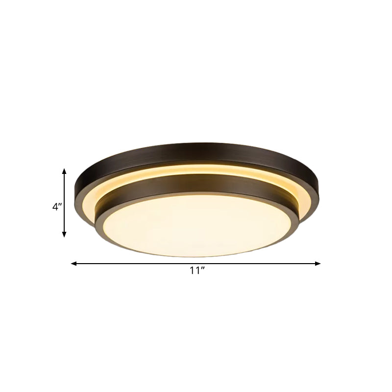 Vintage Dual-Layered Ceiling Flush LED Iron Flush Mount Light Fixture in Black for Living Room, 11"/16"/19.5" W