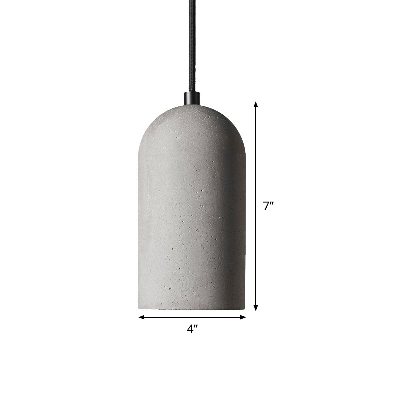 Elongated Dome Cement Down Lighting Factory 1 Bulb Living Room Pendant Ceiling Light in Grey