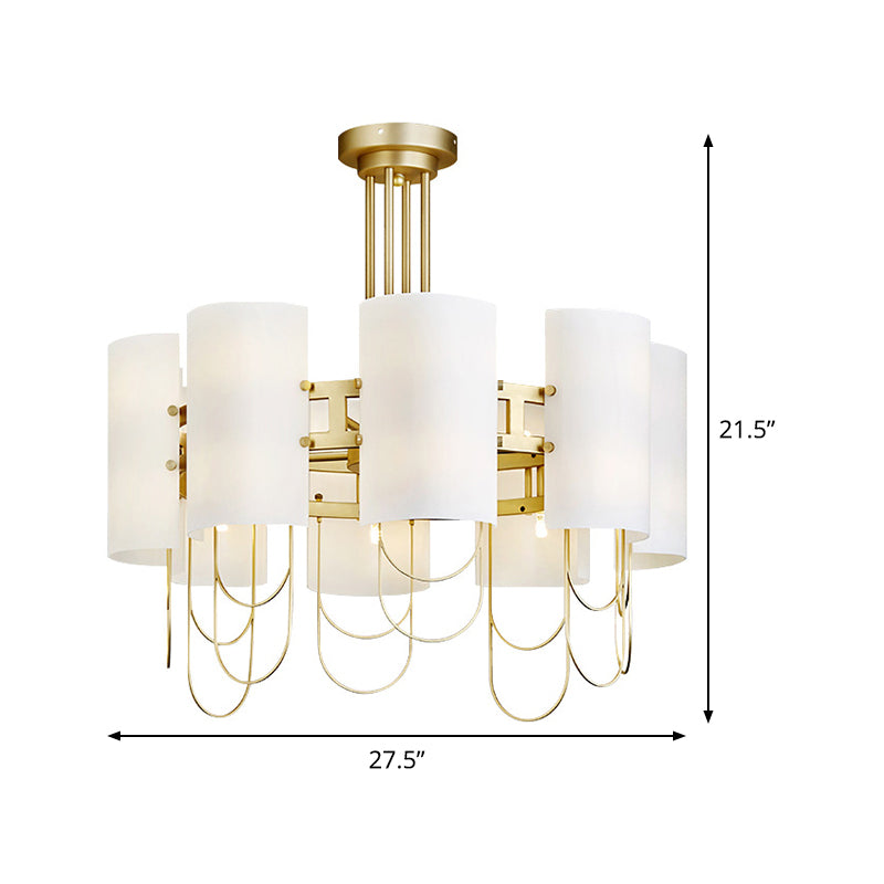 Lustre en forme de tambour 16-Light Lampe suspension de suspension de plafond en marbre blanc en or blanc traditionnel pour le salon