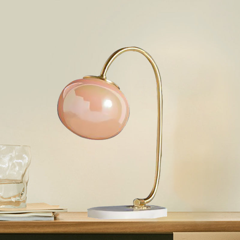 Gold Global LEES BOEK Licht Noordse stijl 1-hoofd Pink Glass Nachttaflamp met metalen zwanenhalsarmarm