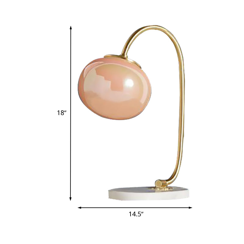 Gold Global LEES BOEK Licht Noordse stijl 1-hoofd Pink Glass Nachttaflamp met metalen zwanenhalsarmarm