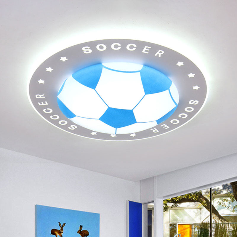 16.5"/20.5" W Kids LED Flush Mount Spotlight Black/Blue Football Flushmount Ceiling Lamp with Acrylic Shade