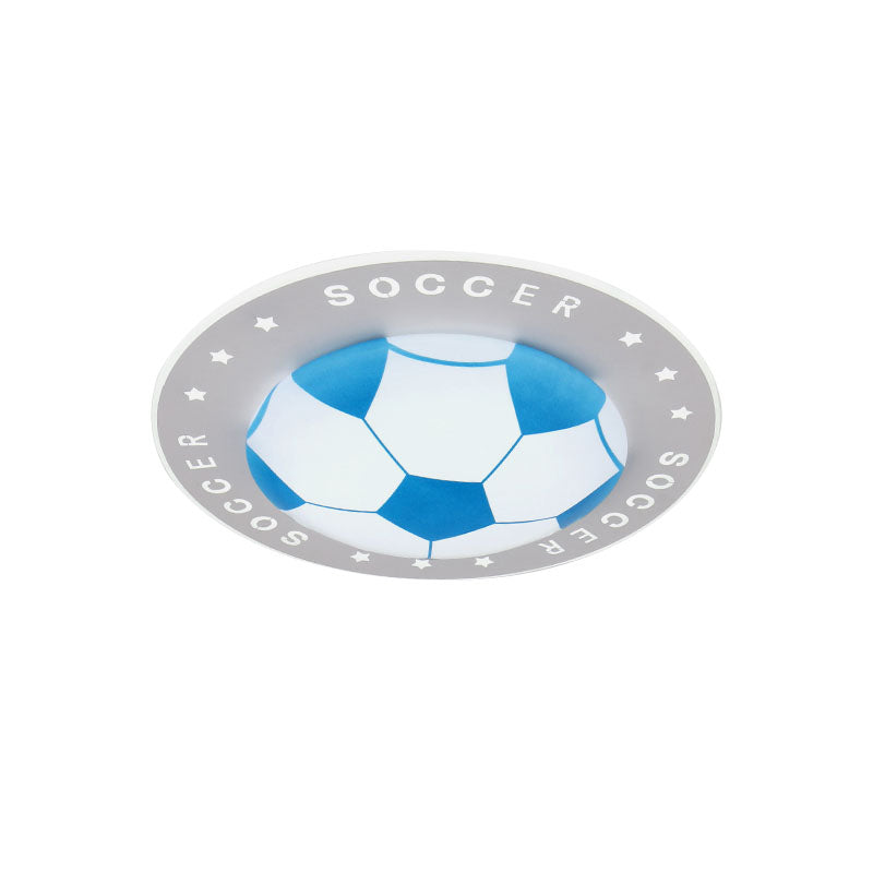 16.5"/20.5" W Kids LED Flush Mount Spotlight Black/Blue Football Flushmount Ceiling Lamp with Acrylic Shade