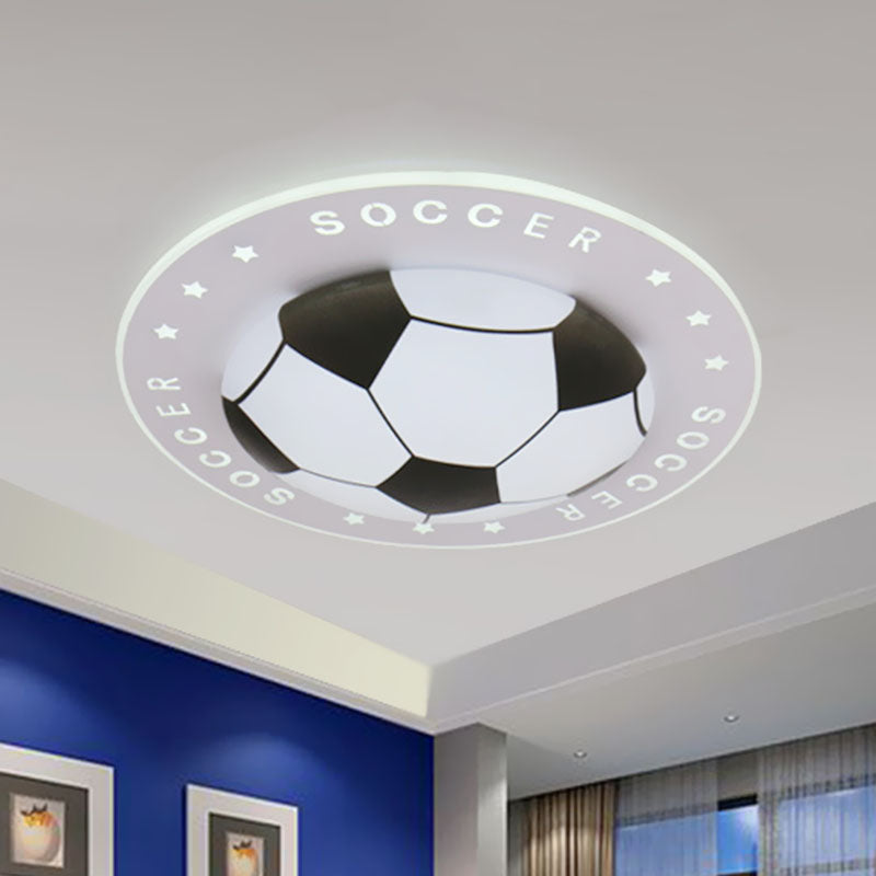 16.5"/20.5" W Kids LED Flush Mount Spotlight Black/Blue Football Flushmount Ceiling Lamp with Acrylic Shade