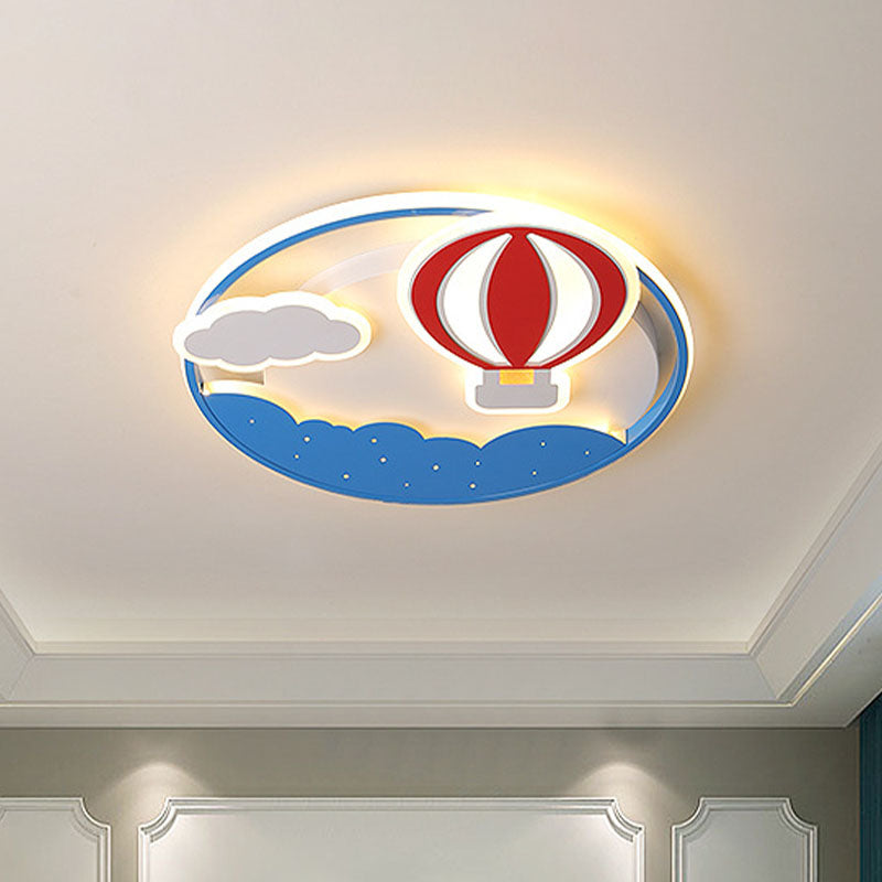 Apparecchio di illuminazione a soffitto acrilico del supporto di Flushmount dell'aria calda blu dei bambini LED Flushmount per l'asilo nido, 16 "/19.5" largo