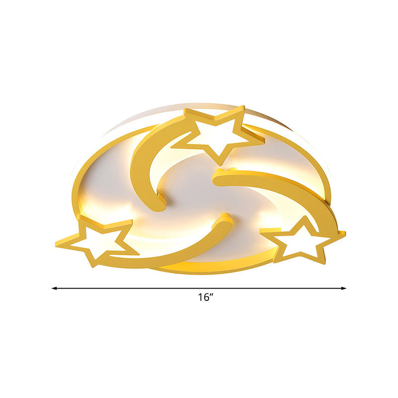 Luminaria de la estrella de los niños Acrílico de iluminación 16 "/19,5" de ancho de la habitación LED de montaje de la luz del techo de montaje en amarillo