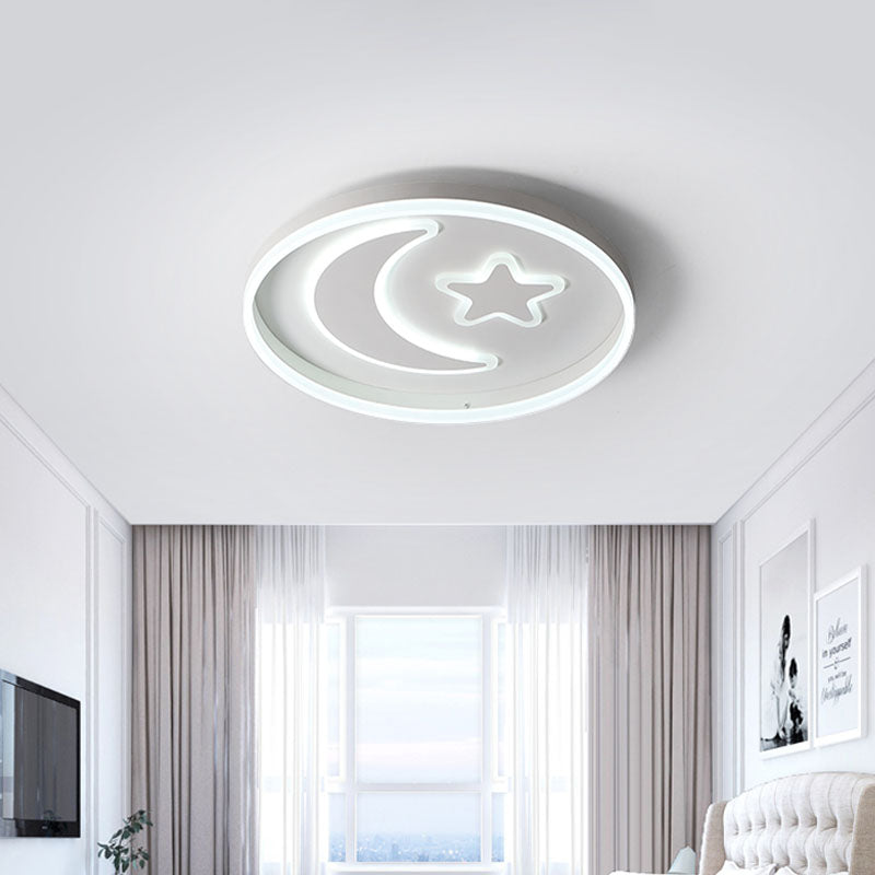 Éclairage LED encastré pour chambre à coucher, luminaire encastré blanc/rose/bleu pour enfants avec abat-jour en acrylique lune et étoile