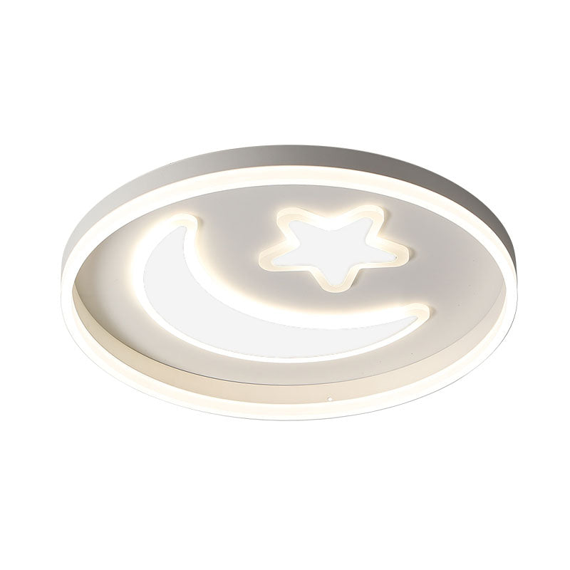 Éclairage LED encastré pour chambre à coucher, luminaire encastré blanc/rose/bleu pour enfants avec abat-jour en acrylique lune et étoile
