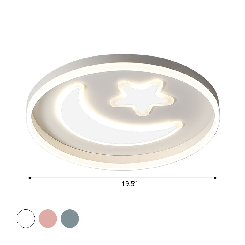 Éclairage LED encastré pour chambre à coucher, luminaire encastré blanc/rose/bleu pour enfants avec abat-jour en acrylique lune et étoile