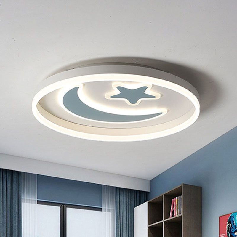 Éclairage LED encastré pour chambre à coucher, luminaire encastré blanc/rose/bleu pour enfants avec abat-jour en acrylique lune et étoile