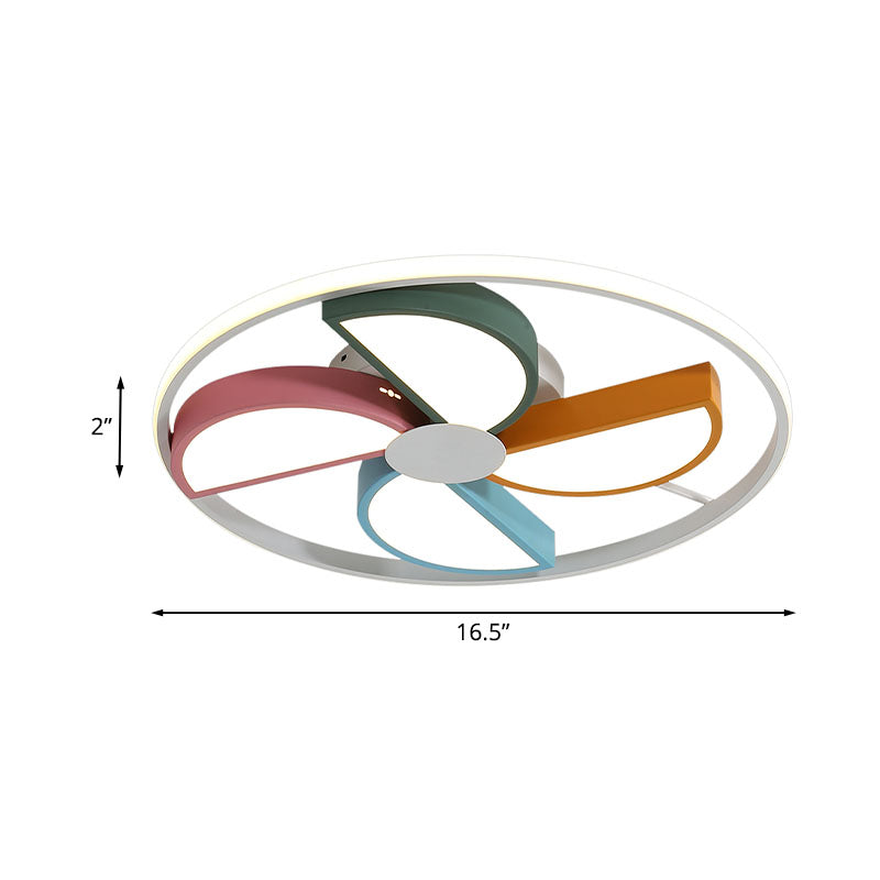 Plafoniera Windmill in acrilico Macaroon LED Illuminazione da incasso a incasso bianca per camera da letto, larghezza 16,5"/20,5"