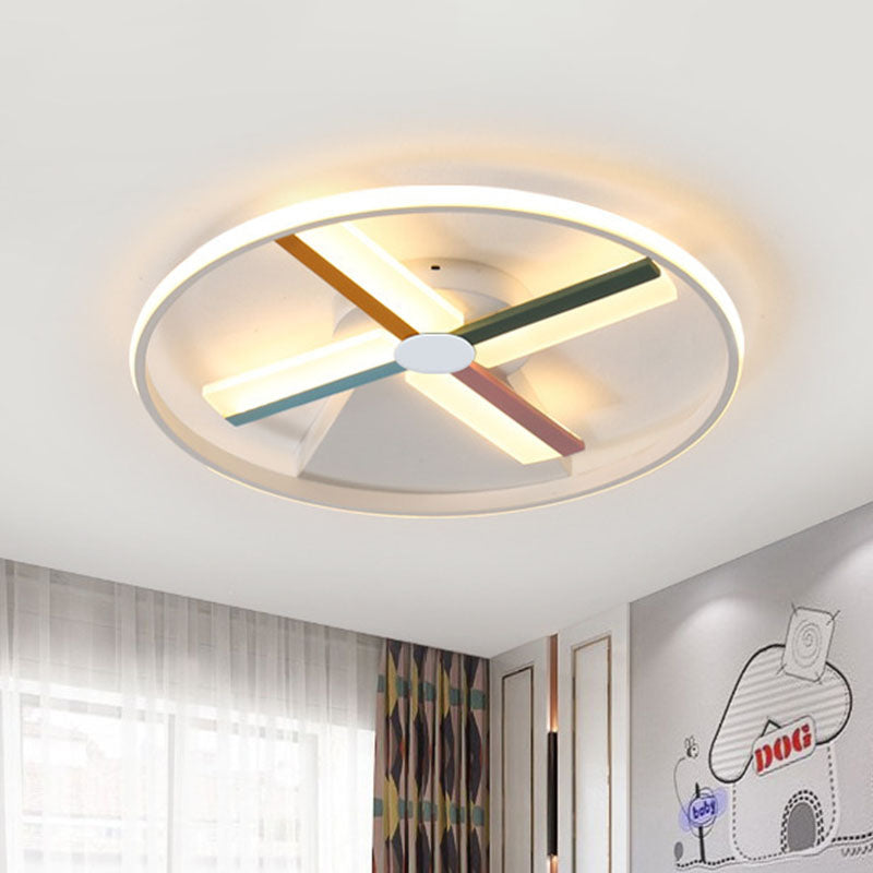 White Windmill Ceiling Flush Modern LED Acrylic Flush Mount Lighting Fixture for Children Bedroom, 16.5"/20.5" Wide