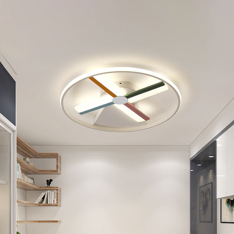 White Windmill Ceiling Flush Modern LED Acrylic Flush Mount Lighting Fixture for Children Bedroom, 16.5"/20.5" Wide