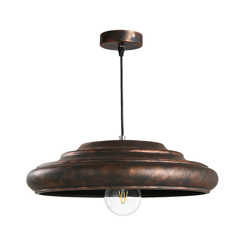 Factory Barn Suspension Pendant Light 1 Bulb Iron Ceiling Hang Fixture in Bronze for Dining Room
