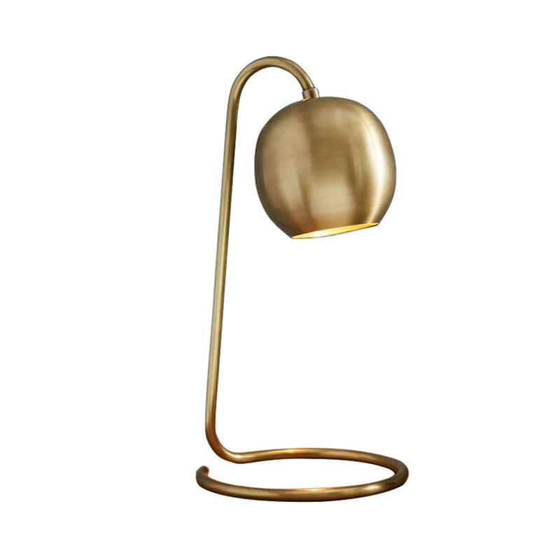 1 Light Spherical Nightstand Lighting Colonialism Golden Metallic Night Light with Circle Base