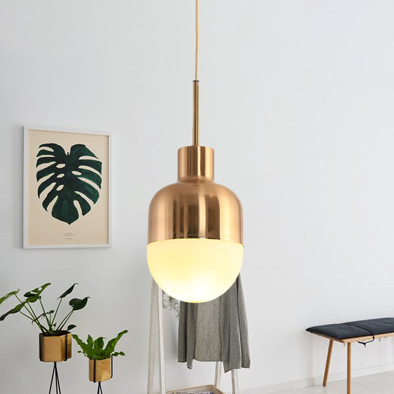 Capsule Frosted Glass Pendulum Light Simplicity 1 Light Gold Finish Hanging Pendant Light