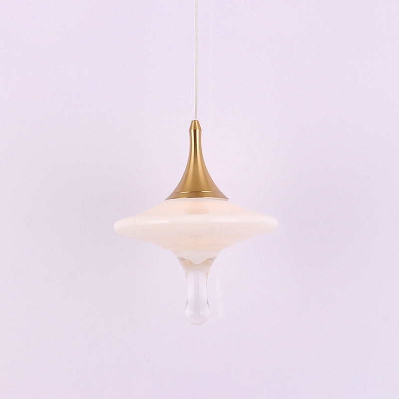 Droplet Dining Table Suspension Pendant Cream Matte Glass 1 Bulb Minimalist Creative Ceiling Light in Gold
