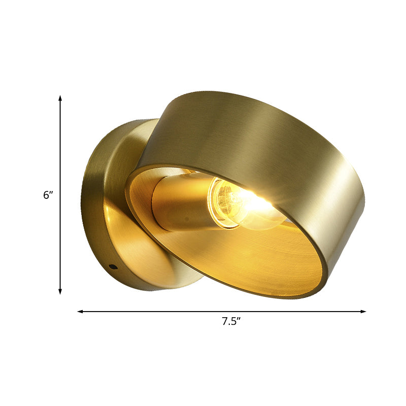 Luxury Round Sconce Wall Lighting 1-Light Metal Wall Mounted Light Fixture in Gold for Bedroom