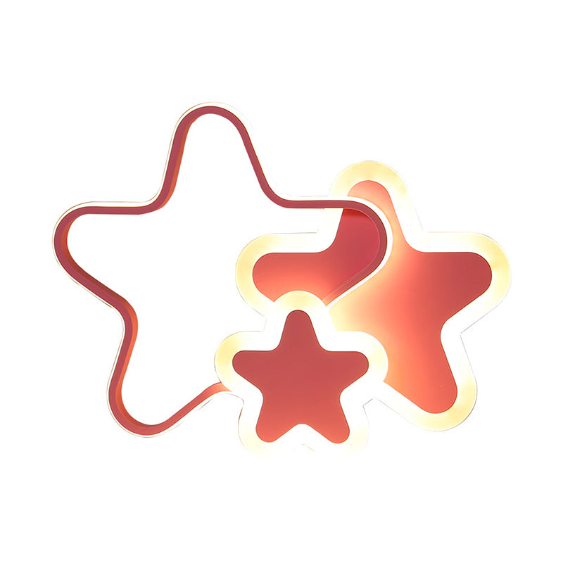 16.5"/20.5" W LED Girls Bedroom Flushmount Lighting Kids Pink Ceiling Flush Mount with Star Acrylic Shade