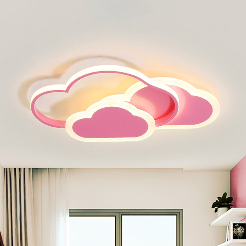 Pink Cloud Inbouwlamp Kinder LED Acryl Plafondgemonteerd armatuur in wit/3 kleuren licht, 16,5"/20,5" lang