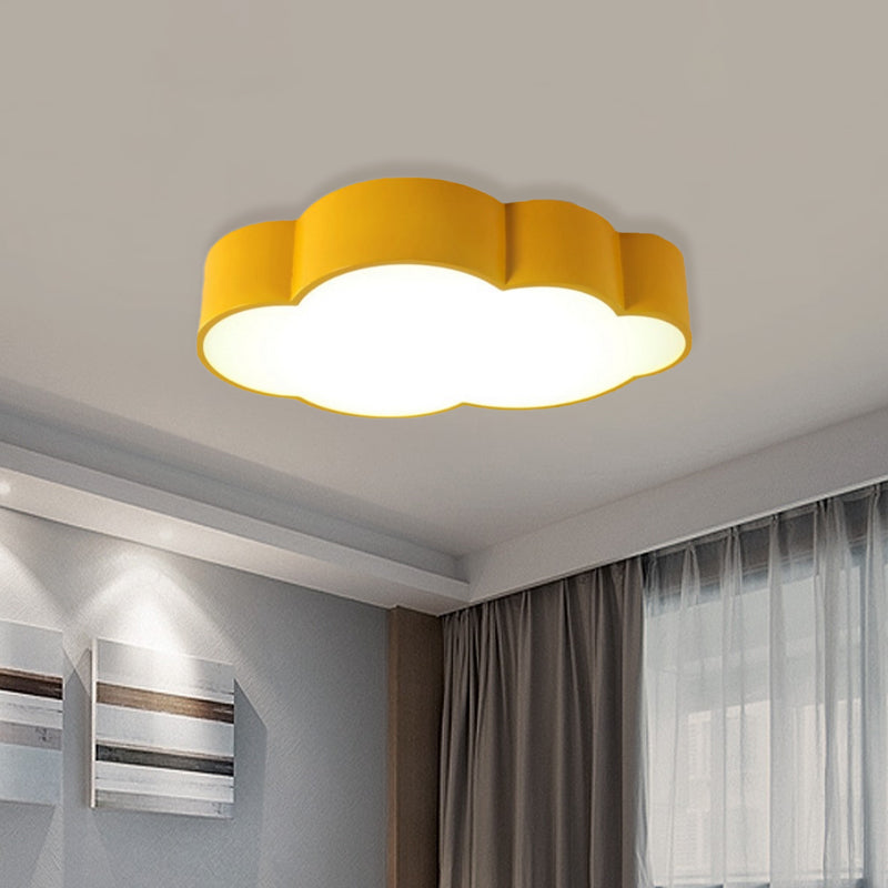 Cloud Iron Flush Ceiling Light Contemporary LED Yellow/Blue Flush Mount Lighting Fixture for Kids Bedroom, 20.5"/24.5" Long