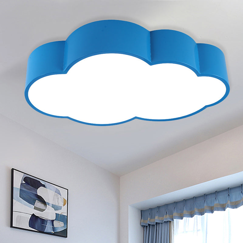 Cloud Iron Flush Ceiling Light Contemporary LED Yellow/Blue Flush Mount Lighting Fixture for Kids Bedroom, 20.5"/24.5" Long