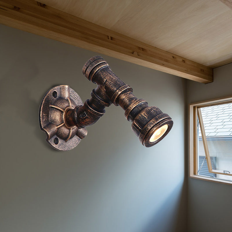 1 hoofdwaterpijp wandlicht SCONCE Vintage industriële bronzen metalen wandlamp voor gang