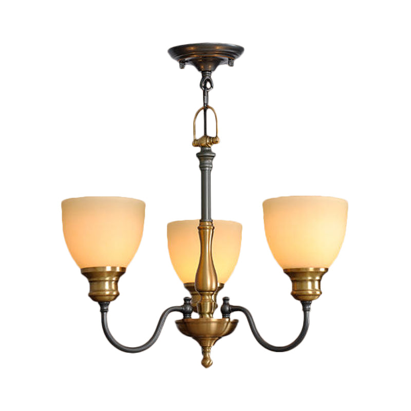 Zwart 5/5/8 lampen hangende lamp landelijk matglas kom kroonluchter hanglamp met metalen gebogen arm