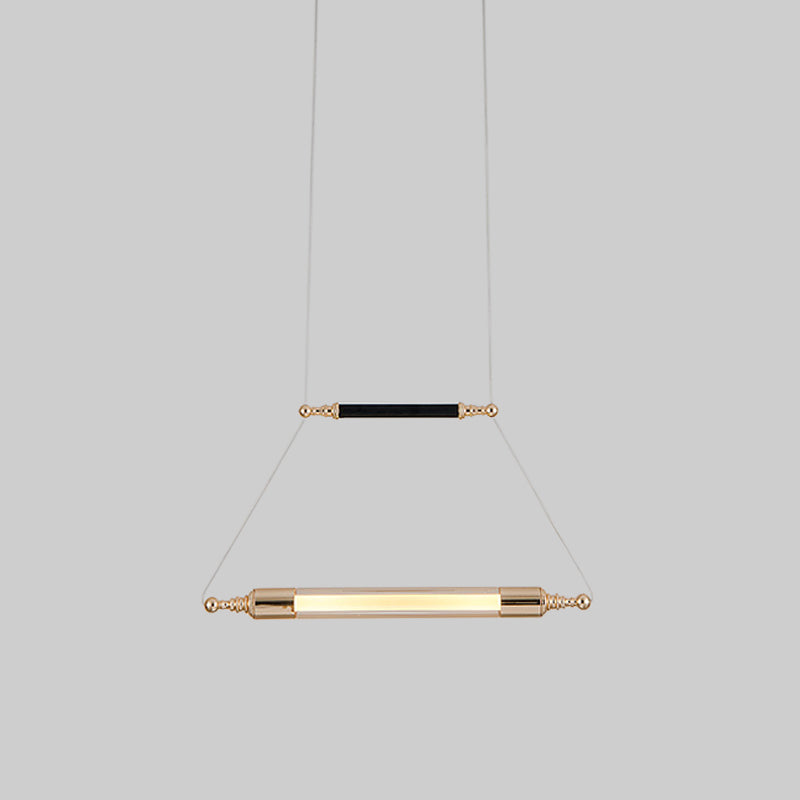 Klares Glashorizontalpol -Anhänger Vintage Schwarz -Gold -LED -Pendel Licht in warmem/weißem Licht mit Stahlkabelschloss